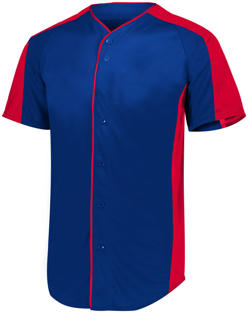 Augusta Sportswear Full-Button Baseball Jersey (1655), Color 'Navy/Red'